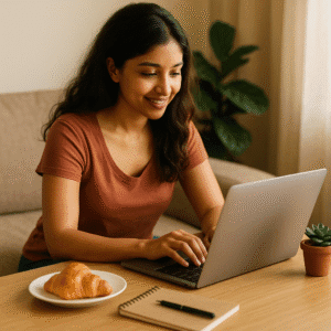 An Indian woman blogging from home to earn money online