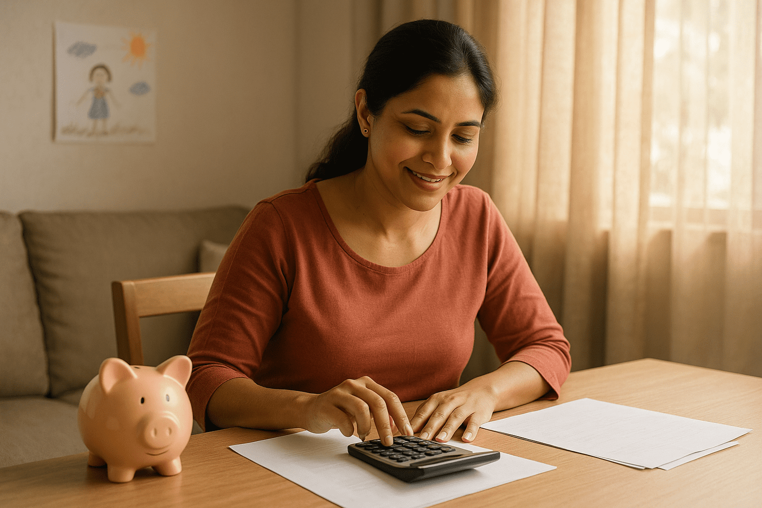 Indian mother using Sukanya Samriddhi Yojana Calculator to plan for her daughter's future