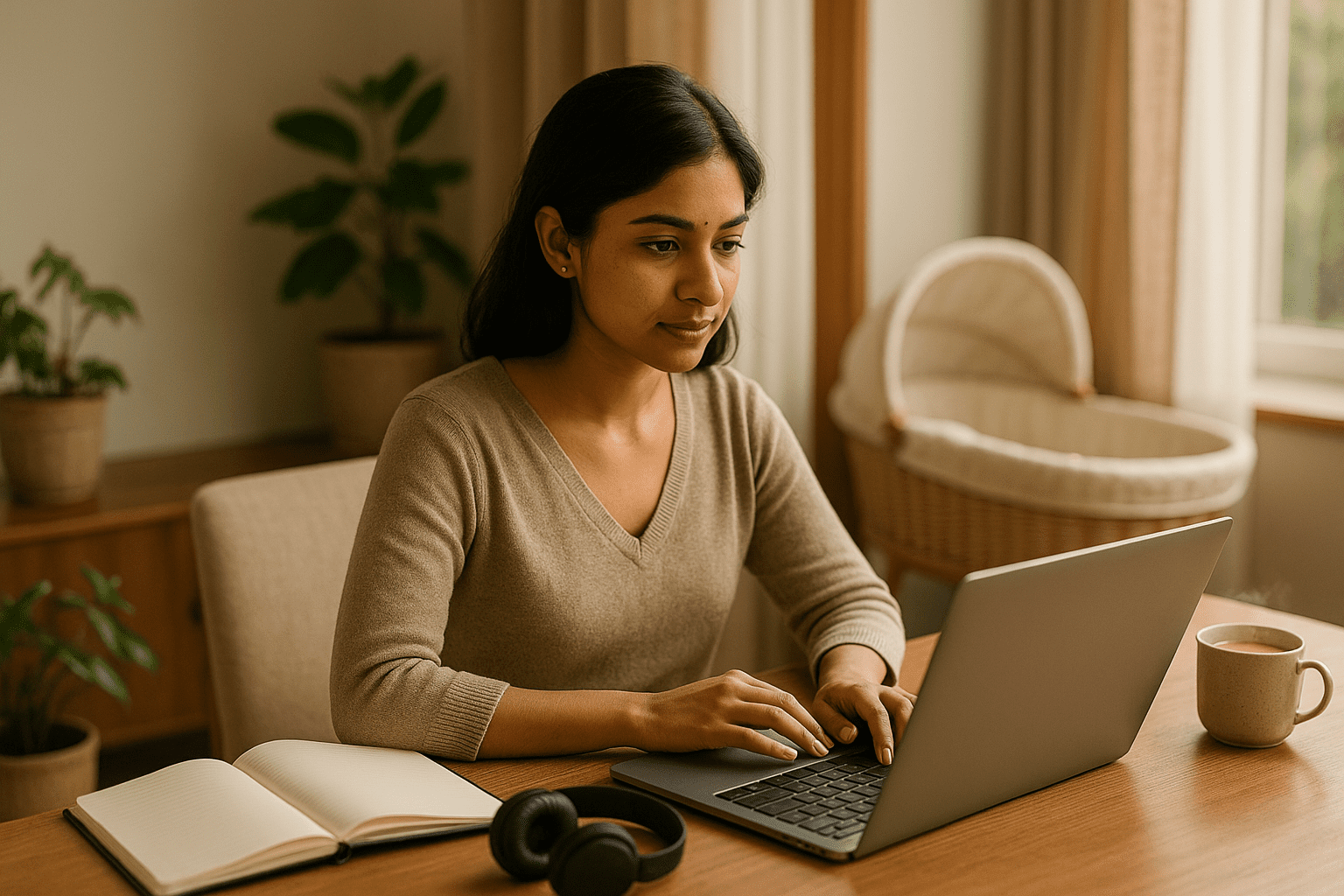 Indian woman discovering passive income ideas while working from home