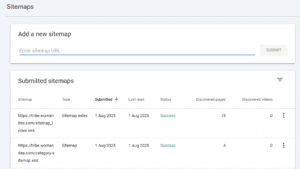 Sitemap submitted in Google Search Console to index Blog Writing content